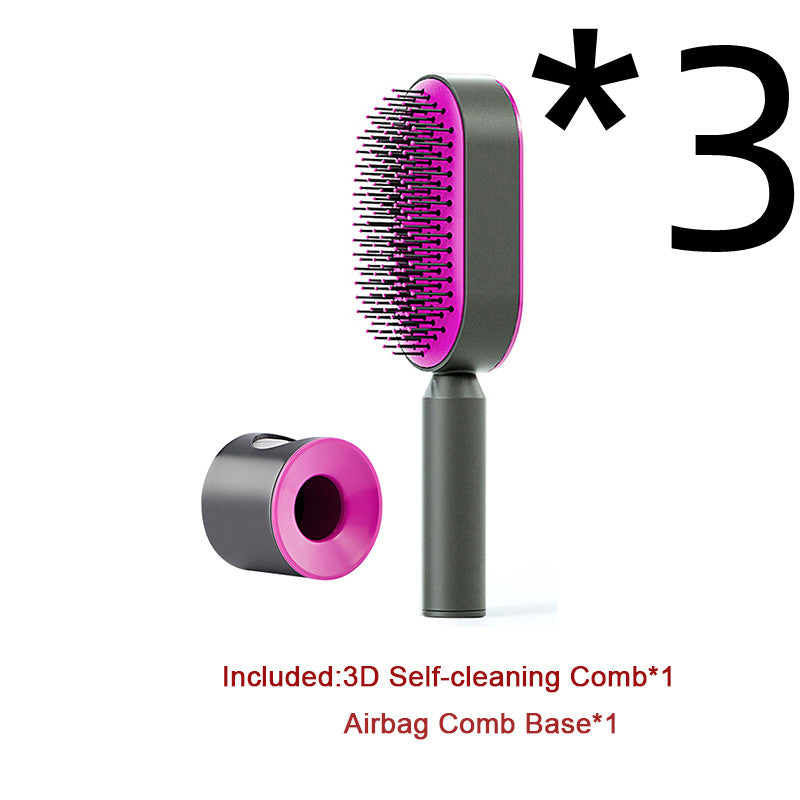 Self-Cleaning Hair Brush with One-Click Removal - Professional Anti-Static Detangler