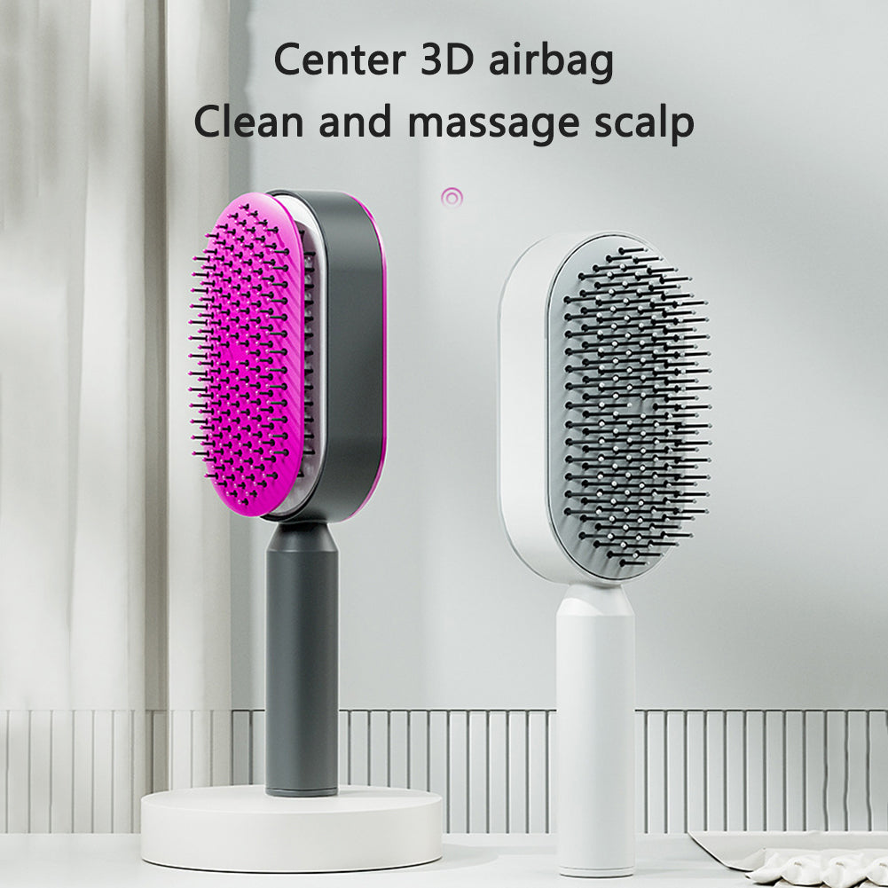 Self-Cleaning Hair Brush with One-Click Removal - Professional Anti-Static Detangler