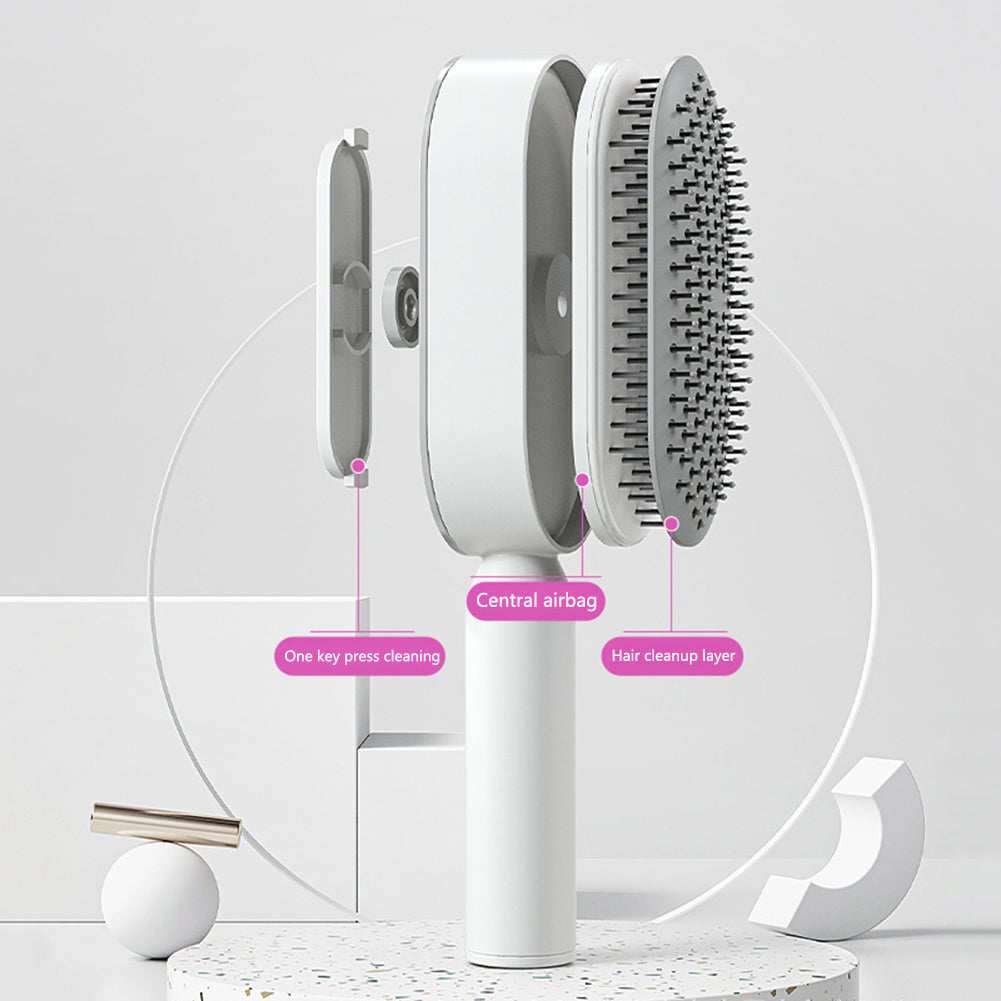Self-Cleaning Hair Brush with One-Click Removal - Professional Anti-Static Detangler